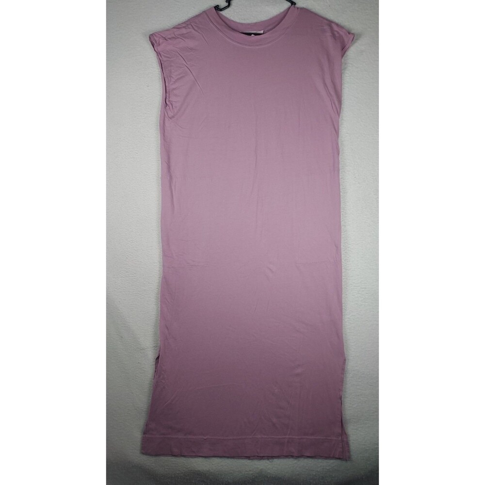FP Beach Sleeveless T Shirt Dress Womens Large Pink Midi Made In USA Casual